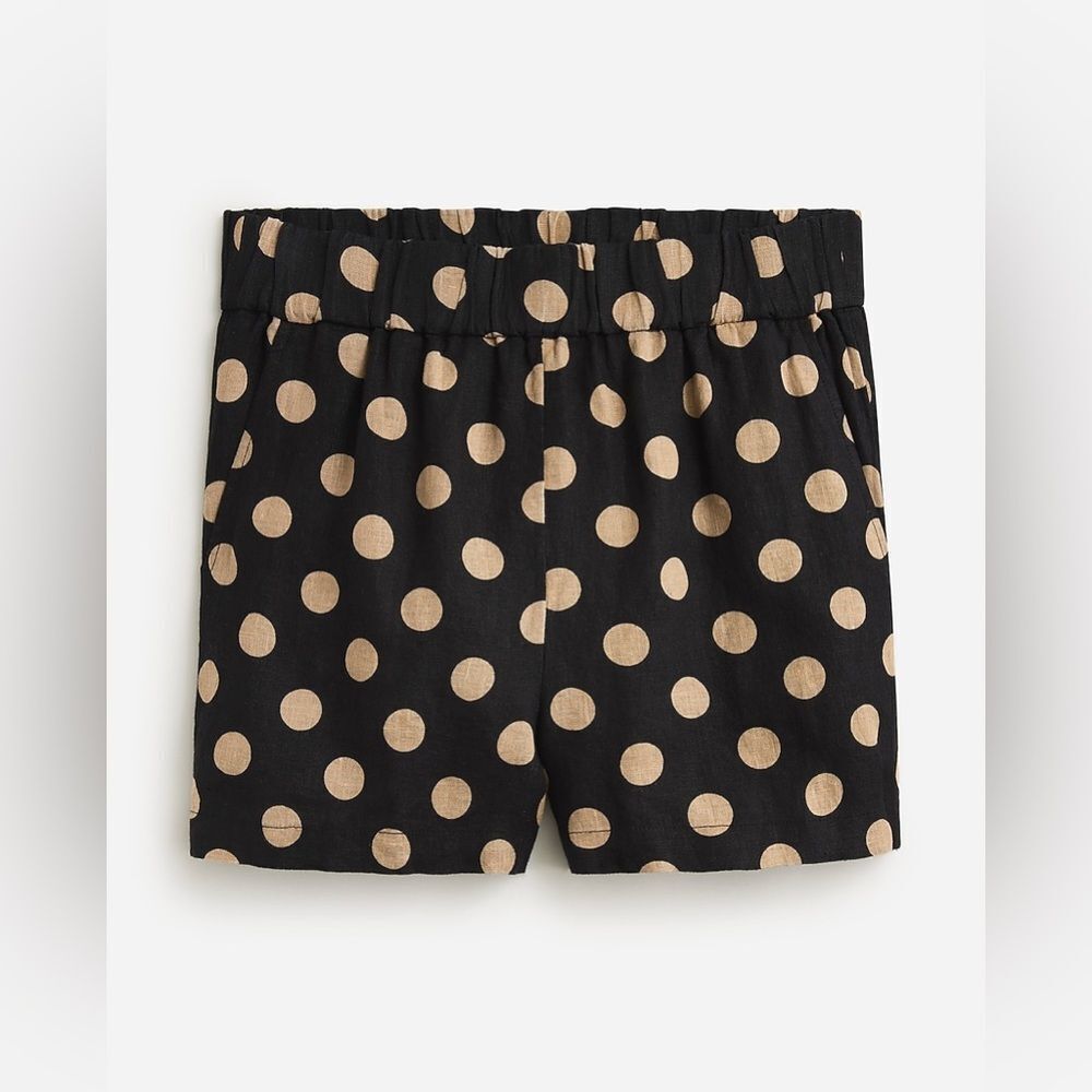 J.Crew women’s tropez short in dot linen‎ black size S NWT in packaging